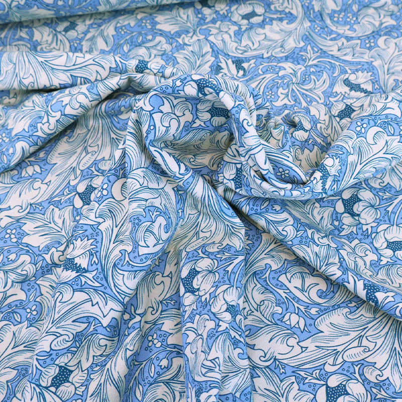 95% Cotton 5% Elastane Pale Blue Floral Jersey Fabric