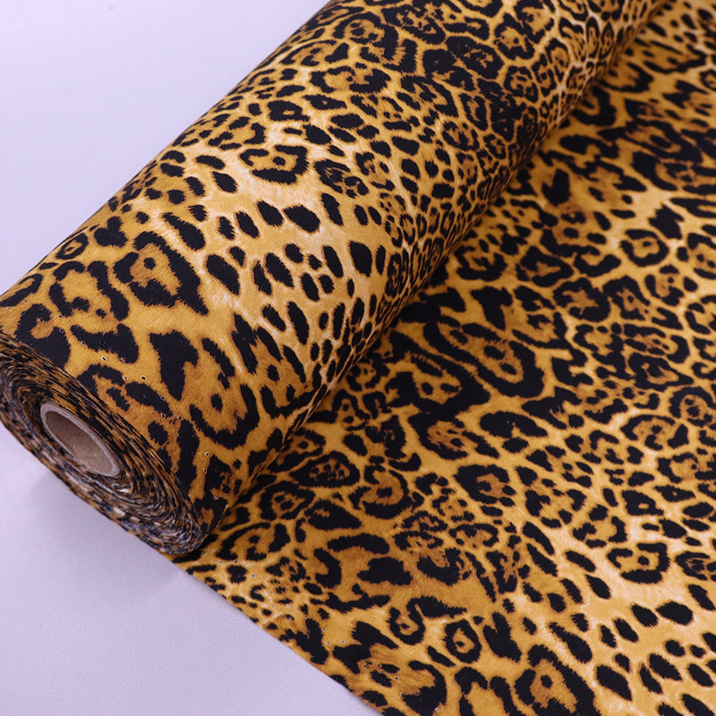 Leopard Print Fabric | Golden Cotton Poplin | Fabrics Galore