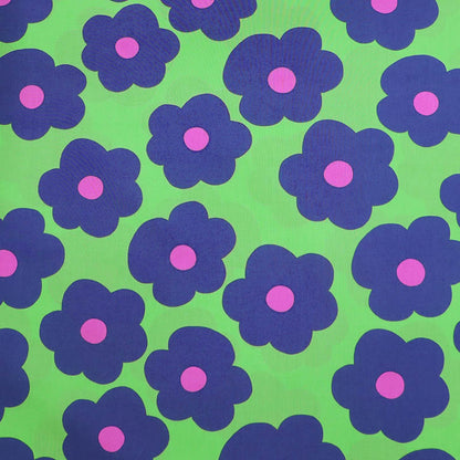 100% Cotton Lime Green Floral Poplin Fabric - Pop Flower by designer Nerida Hansen