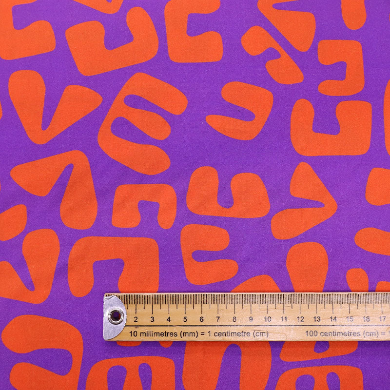 Cotton Poplin - Love Letters - Orange and Purple