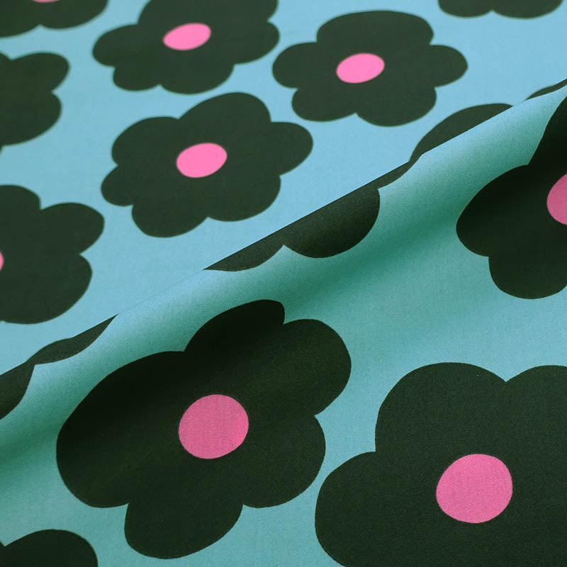 100% Cotton Mint Green Floral Poplin Fabric by designer Nerida Hansen