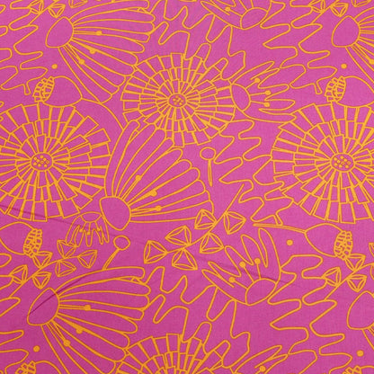 100% Cotton Pink and Orange Floral Poplin Fabric by Nerida Hansen