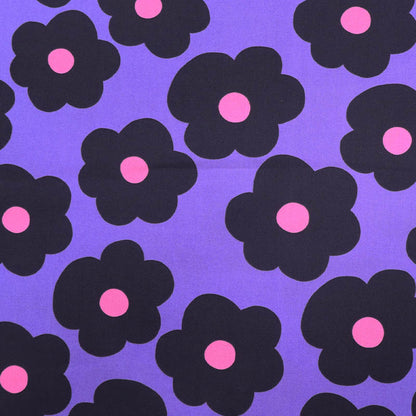 100% Cotton Purple and Black Floral Poplin Fabric by designer Nerida Hansen