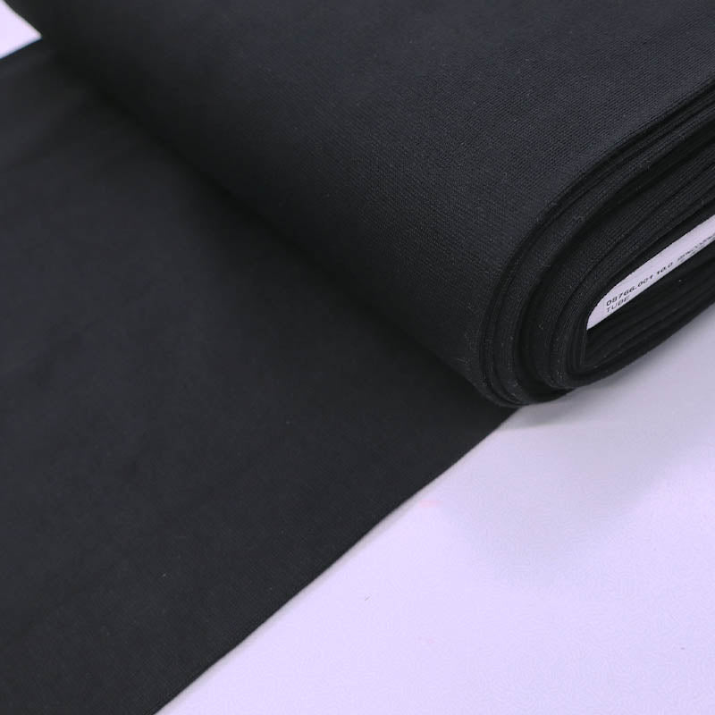 95% Cotton 5% Elastane Black Tubular Ribbing Fabric