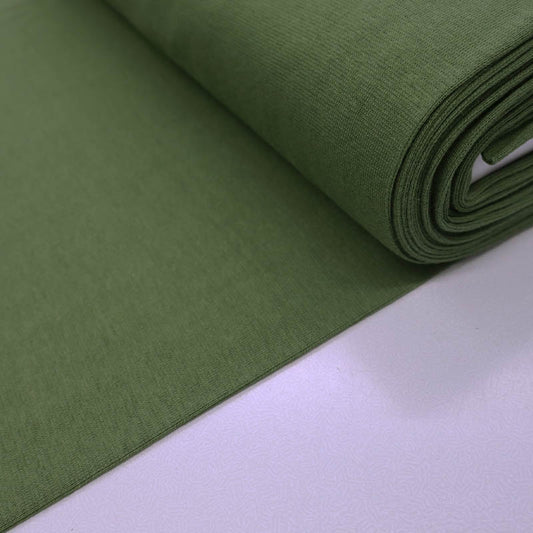 95% Cotton 5% Elastane Olive Green Tubular Ribbing Fabric