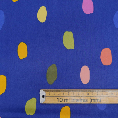 100% Cotton   Blue  Cotton Sateen Fabric - Dabs