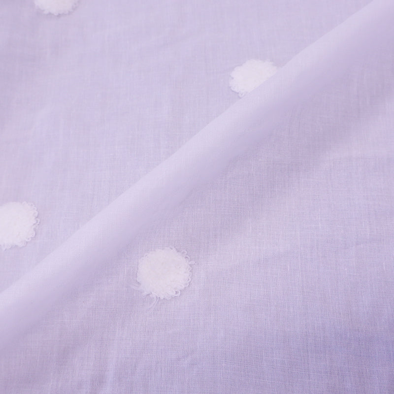 100% Cotton Voile Fabric -White with White Spots