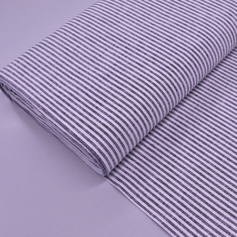 55% Linen 45% Cotton Linen and Cotton Charcoal Grey Stripe Fabric