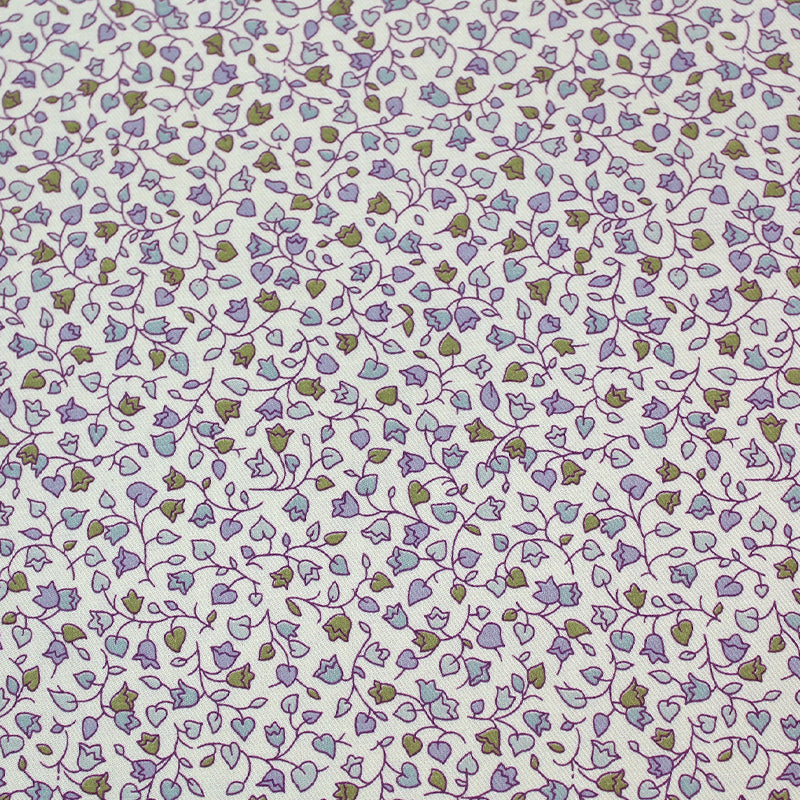 Cream and Lilac Floral Brushed Cotton Fabric