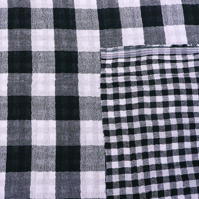 100% Cotton Reversible Black and White Gingham Double Gauze Fabric