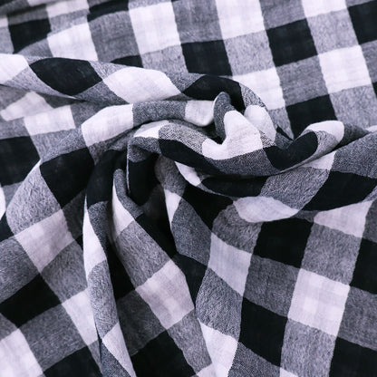 100% Cotton Reversible Black and White Gingham Double Gauze Fabric