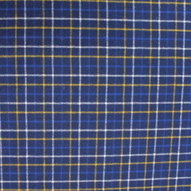 Blue Check Brushed Cotton Fabric | Ron | Fabrics Galore