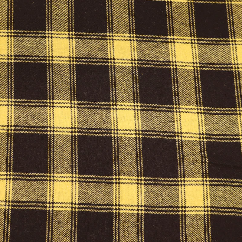 100% Cotton Brushed Cotton Check Fabric - Black and Yellow