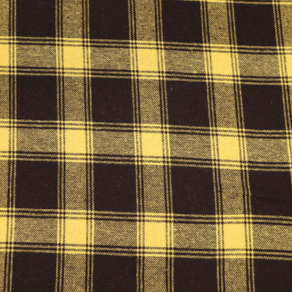 100% Cotton Brushed Cotton Check Fabric - Black and Yellow