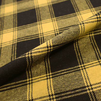 100% Cotton Brushed Cotton Check Fabric - Black and Yellow