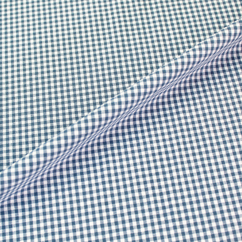 Denim Blue Mini Gingham Cotton Fabric