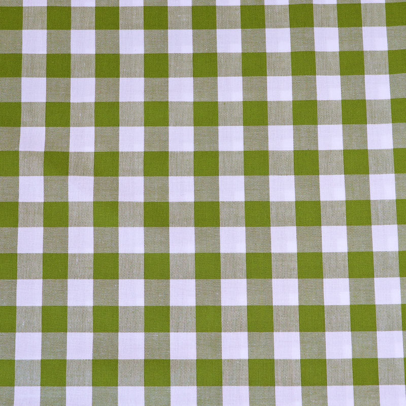 100% Cotton Olive Green Large Gingham Fabric