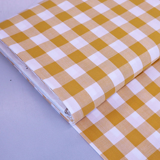 100% Cotton Yellow Large Gingham Fabric