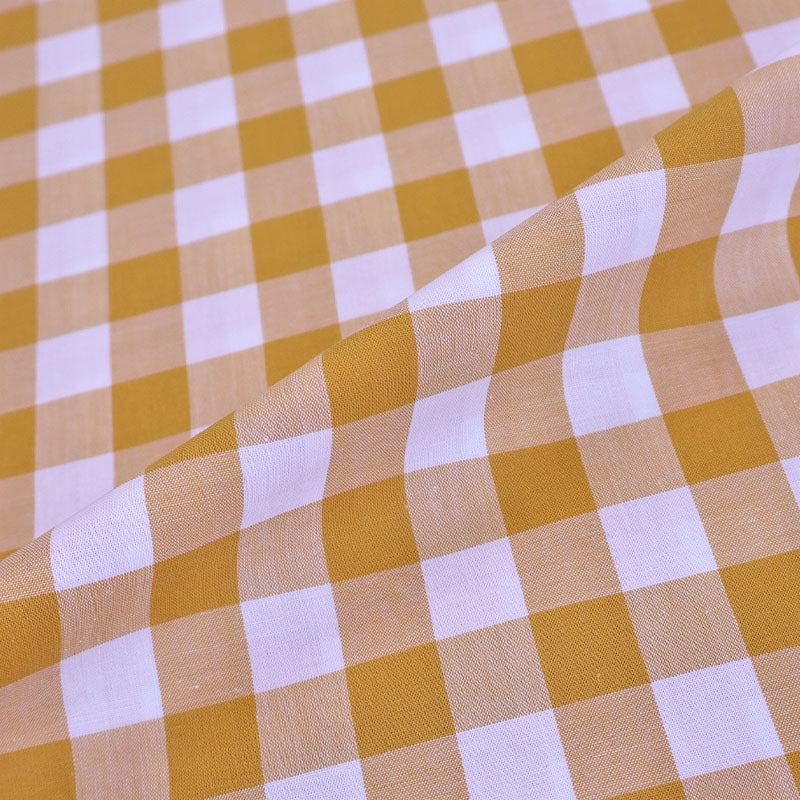 100% Cotton Yellow Large Gingham Fabric