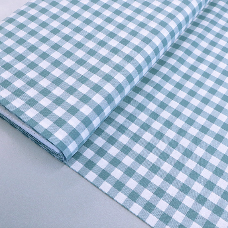 100% Cotton   Gingham Fabric - Duck Egg Blue