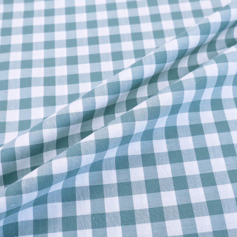 100% Cotton   Gingham Fabric - Duck Egg Blue