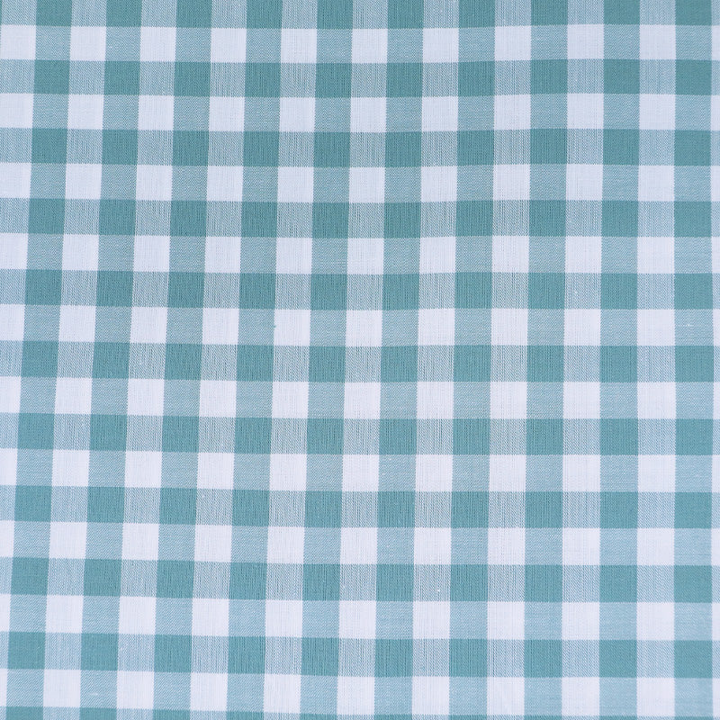 100% Cotton   Gingham Fabric - Duck Egg Blue