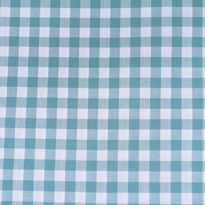 100% Cotton   Gingham Fabric - Duck Egg Blue