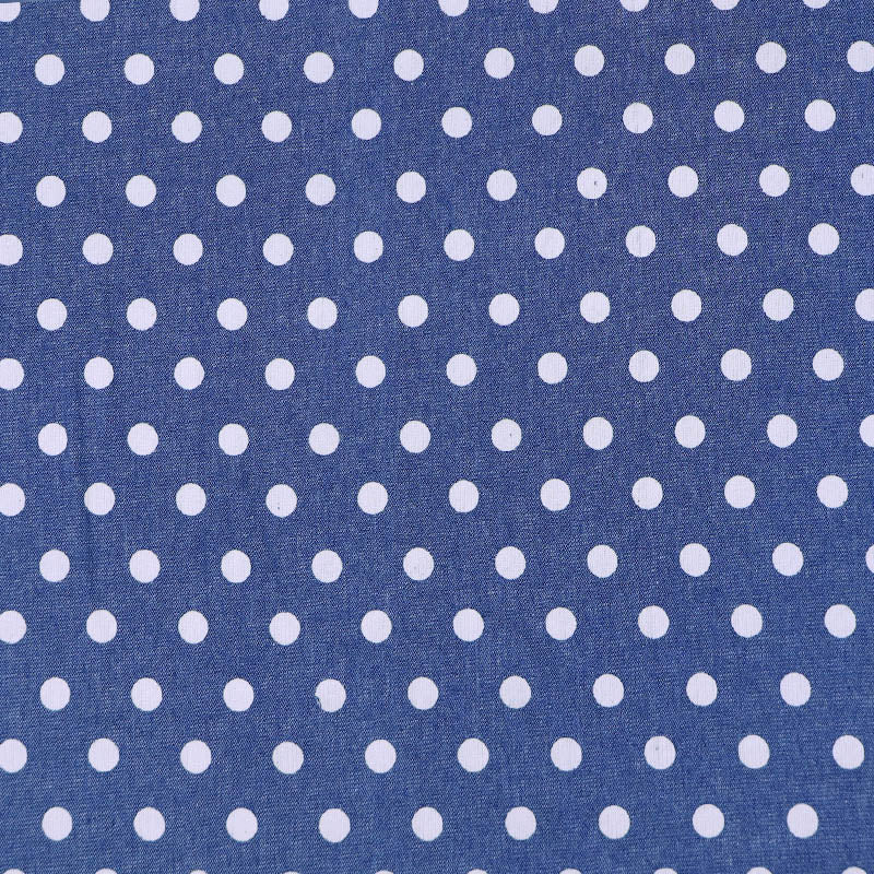 Dressmaking Cotton Indigo Dyed Chambray - Blue - White Spot