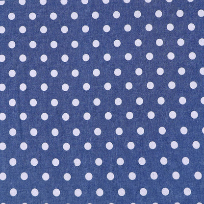 Dressmaking Cotton Indigo Dyed Chambray - Blue - White Spot