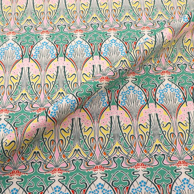 Pink and Green 100% Cotton Lawn Fabric