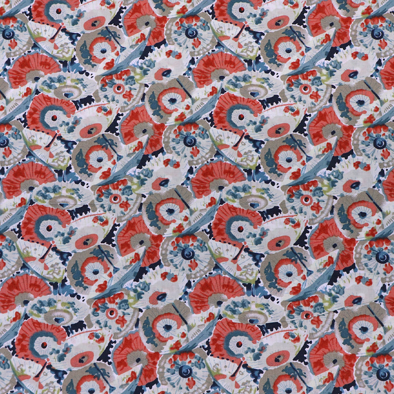 100% Cotton Red and Blue Floral Cotton Lawn Fabric