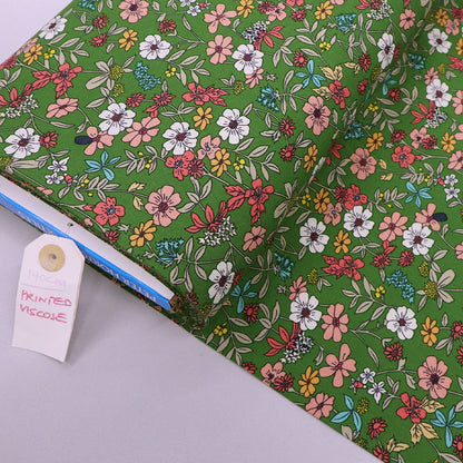 Green floral viscose fabric