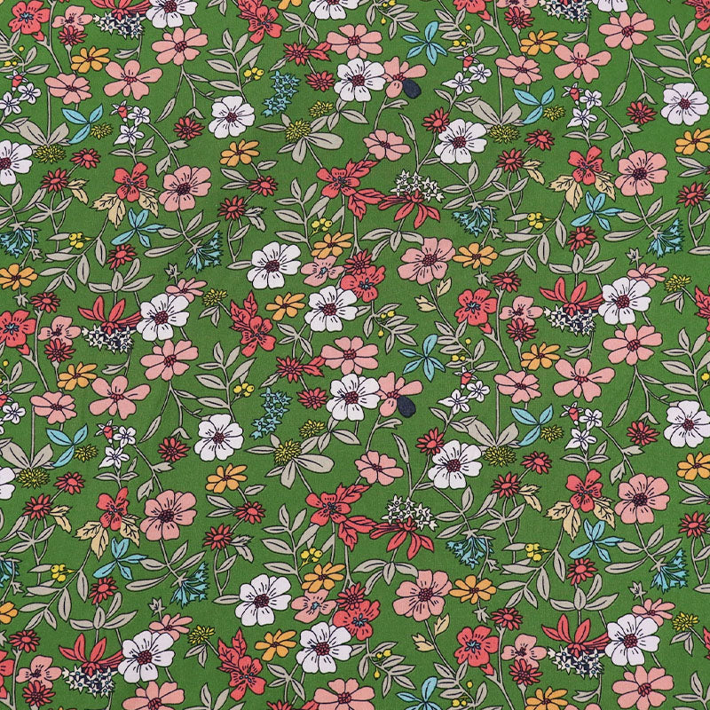 Green floral viscose fabric