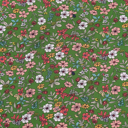 Green floral viscose fabric