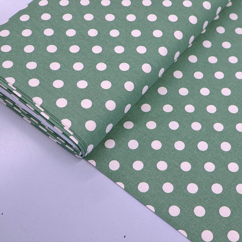 100% Cotton  Stonewashed Cotton Green Spotted Fabric