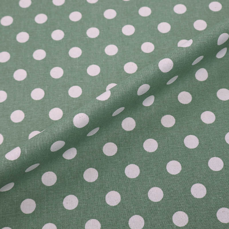 100% Cotton  Stonewashed Cotton Green Spotted Fabric