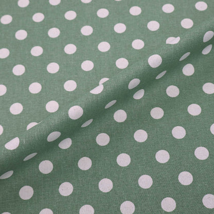 100% Cotton  Stonewashed Cotton Green Spotted Fabric