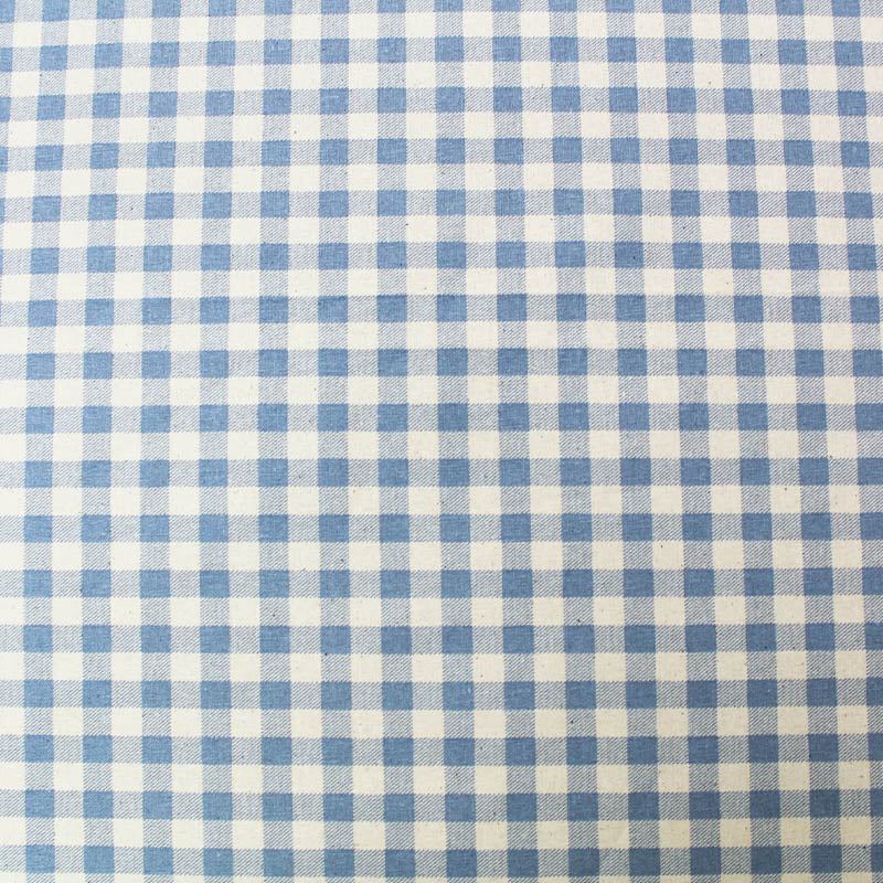 pale blue gingham fabric in 100% stonewashed cotton fabric