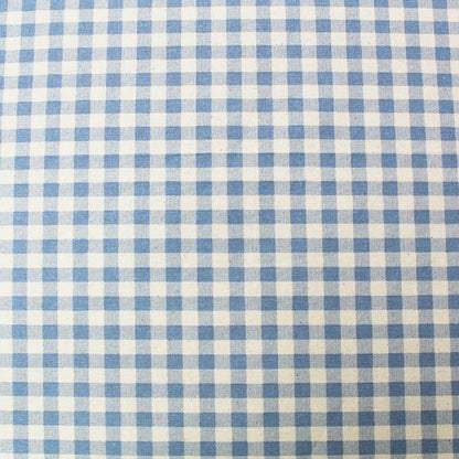 pale blue gingham fabric in 100% stonewashed cotton fabric