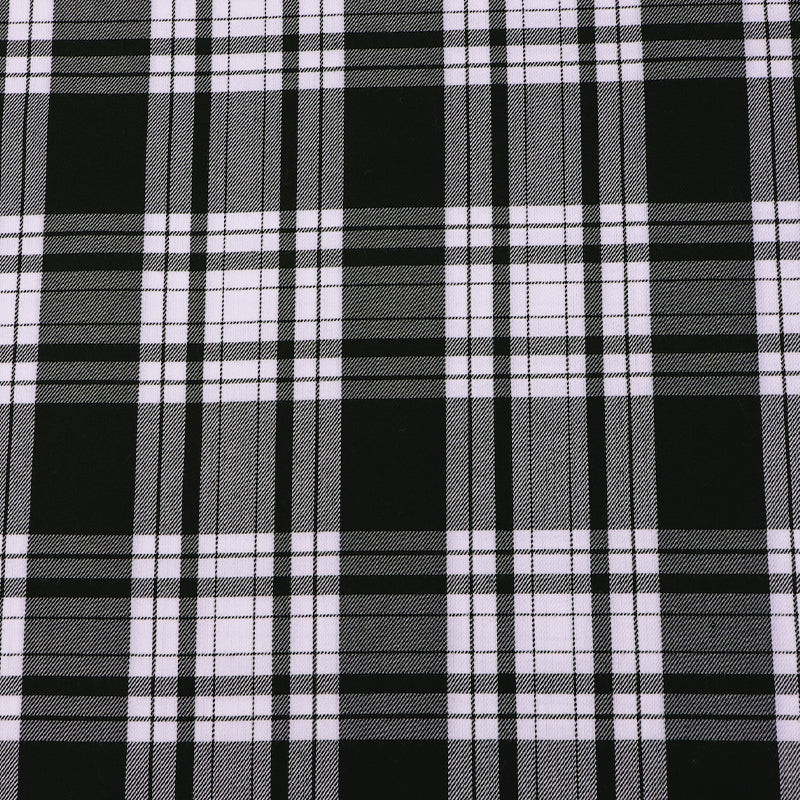 65% Polyester 35% Viscose Tartan Dressmaking Fabric - Black and White