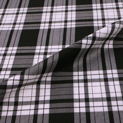 65% Polyester 35% Viscose Tartan Dressmaking Fabric - Black and White