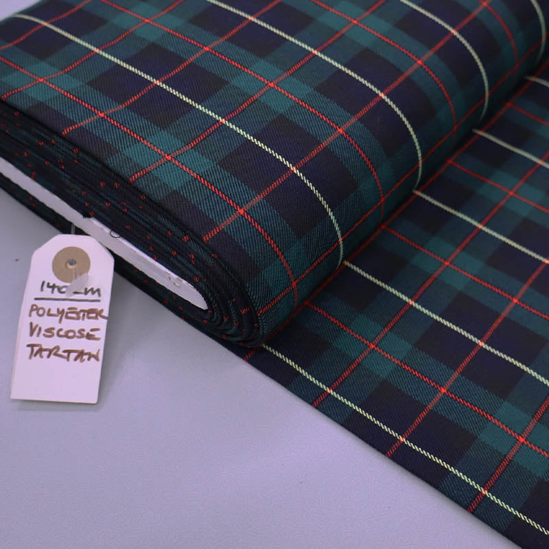 Dressmaking Tartan - Natty Check - Navy, Green and Black