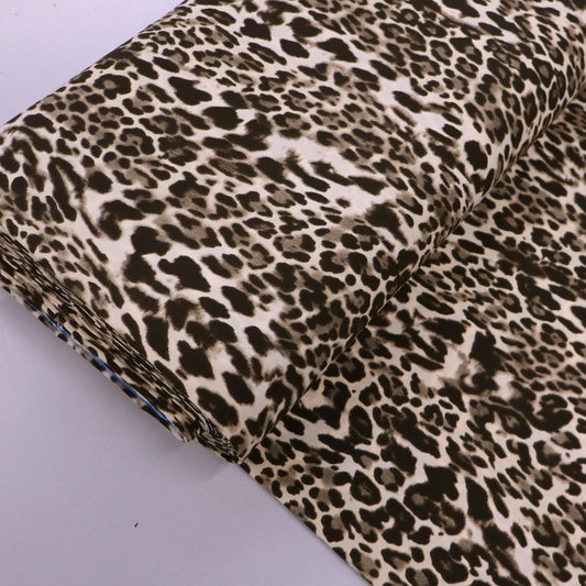 100% Polyester  Leopard Print Crep de Chine Fabric