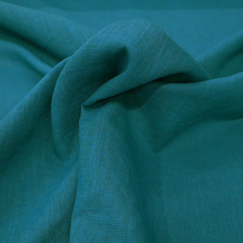 75% Linen 25% Cotton Peacock Green Linen Handle Fabric