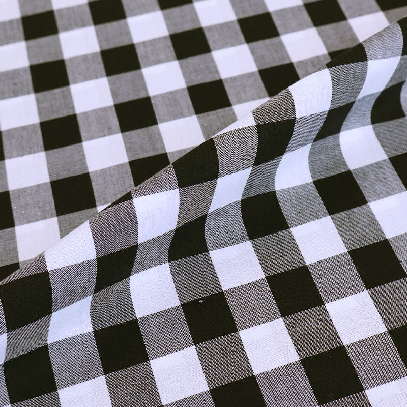 100% Cotton Large Gingham Black Fabric