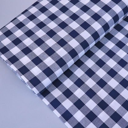 100% Cotton Large Navy Gingham Fabric