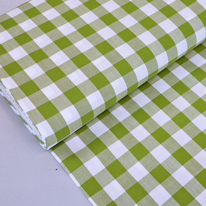 100% Cotton Olive Green Large Gingham Fabric