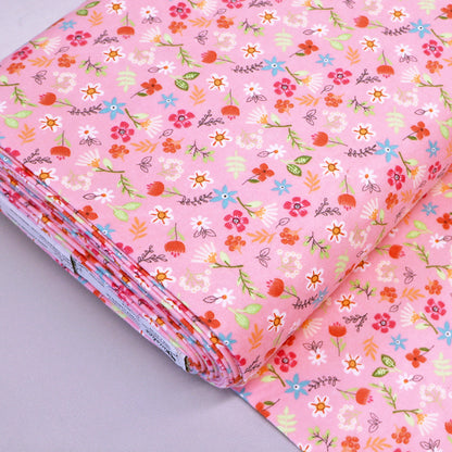 Floral Brushed Cotton - Pink - Meadow Dance