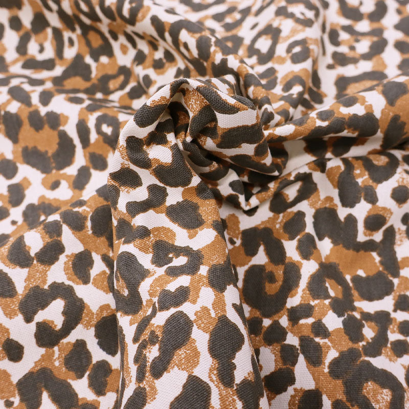 Cotton Panama - Leopard Print - Brown