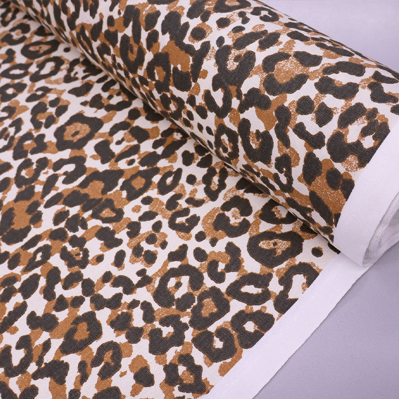 Cotton Panama - Leopard Print - Brown